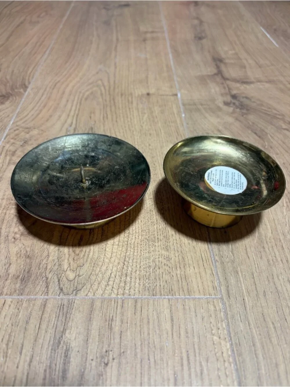 Vintage Hong Kong Brass Chamberstick Candle Holder Pair – Finger Loop & Cup Hold